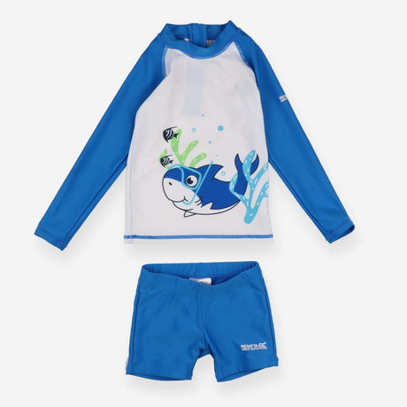 Swimsuit 2pc rash vest shorts blue white