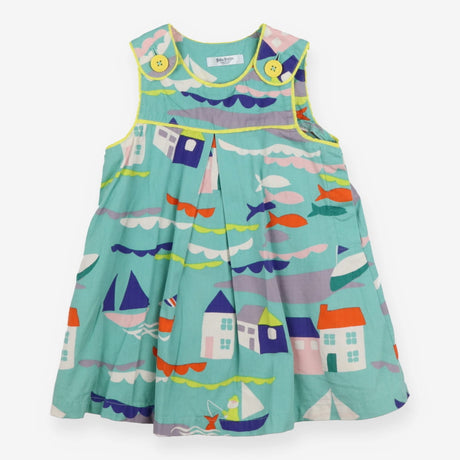 Dress Woven Sleeveless Green Fishing Village
