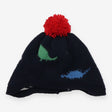 Bobble Hat Navy Dinosaur Appliques