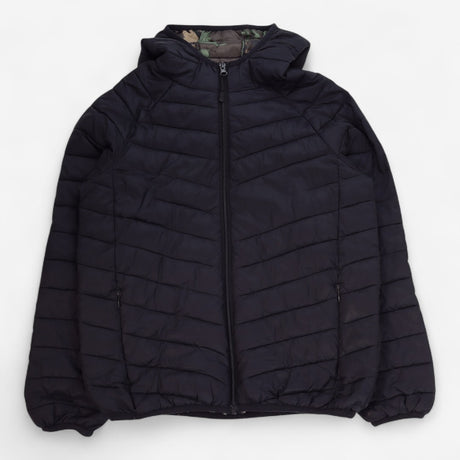 Puffer Coat Black with Camo Lining 