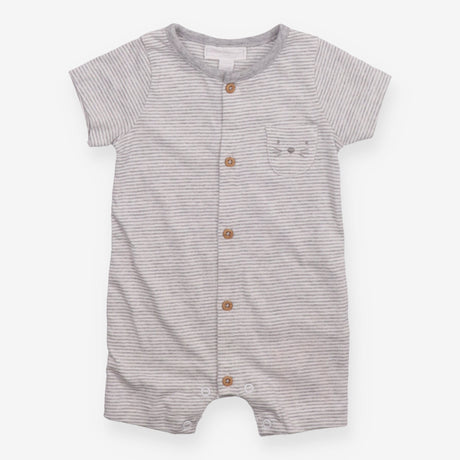 Romper Grey Stripe with Kitten Pocket