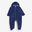Fleece Pramsuit Blue with Striped Lining