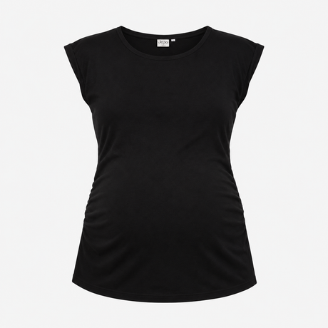 Maternity T-Shirts Two Pack Black White Turn-Up Sl