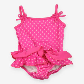 Pink spotty ruffle swimsuit
