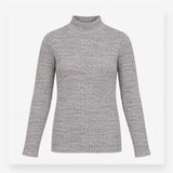 Ribbed High Neck Long Sleeve Top Grey