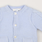 Baby Boy Blue Cashmere Mix Cardigan with Cable Kni