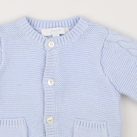 Baby Boy Blue Cashmere Mix Cardigan with Cable Kni