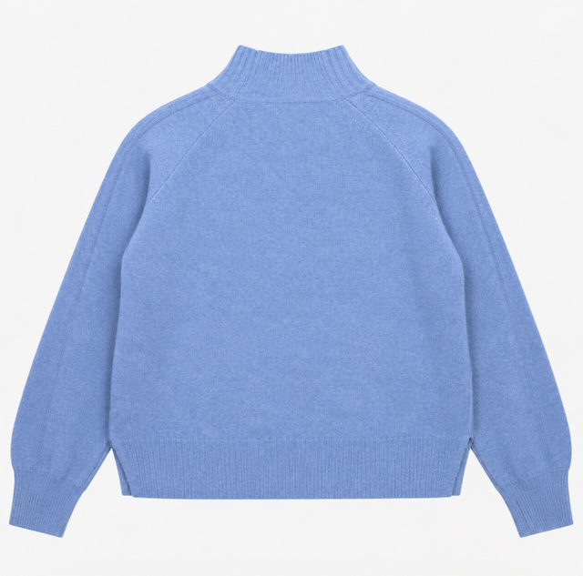 High Neck Knit Jumper Blue
