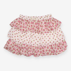 Skirt Tiered White with Pink and Yellow Flowers