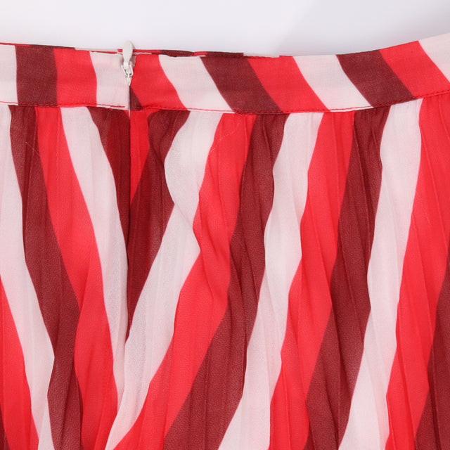 Cocos White Red Burgundy Striped Skirt
