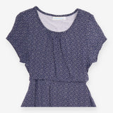 Dress Navy Blue Patterned Short Sleeve 
