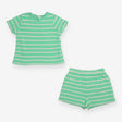 Top & Shorts Waffle Green Striped