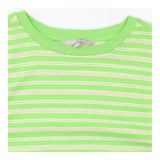 Top Green Striped Puff Sleeve Metallic