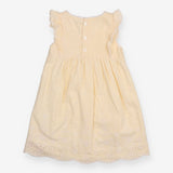 Dress Yellow and white Strips with Ruffle Shoulder