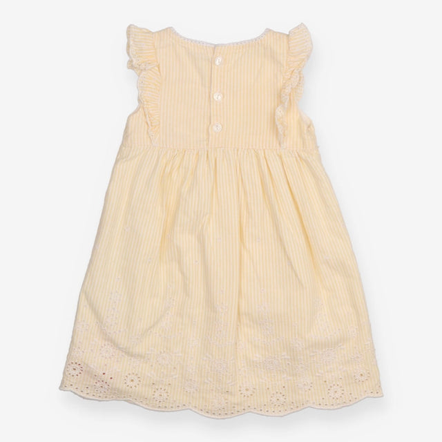 Dress Yellow and white Strips with Ruffle Shoulder