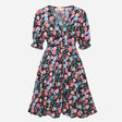  Dress Navy V-Neck Puff Sleeve Pink Flora