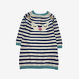 Deer jumper dress, navy & oatmeal stripe