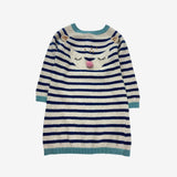 Deer jumper dress, navy & oatmeal stripe