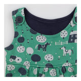 Dungarees green farm trees jersey