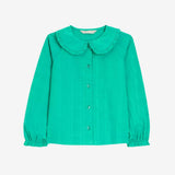 Green Peter Pan Collar Button Blouse