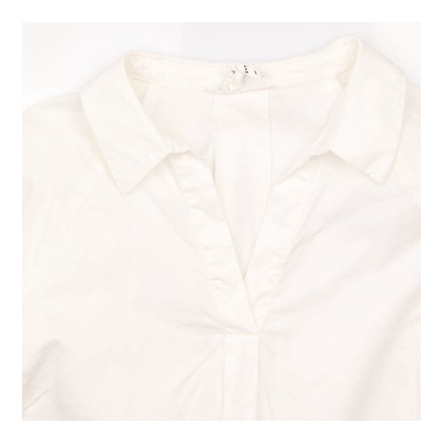 Off White Organic Cotton V-Neck Long Sleeve