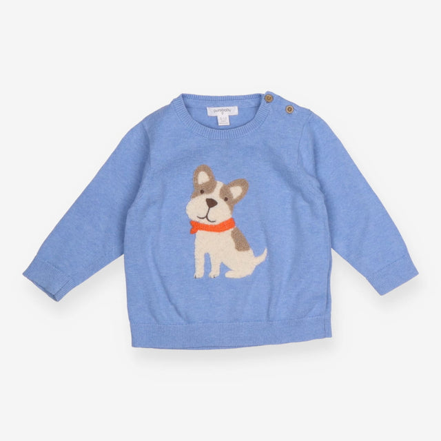 Sweater Knit Blue Dog Applique