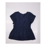 Top Indigo Blue Organic Cotton Schiffli Maternity 