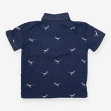 Polo Shirt Blue T-Rex Appliques
