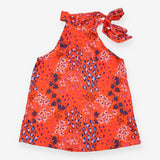 Co-ord Set Orange Floral Leopard Top Wrap Skirt