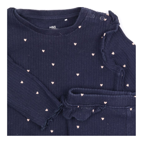 Outfit navy rib with hearts 
