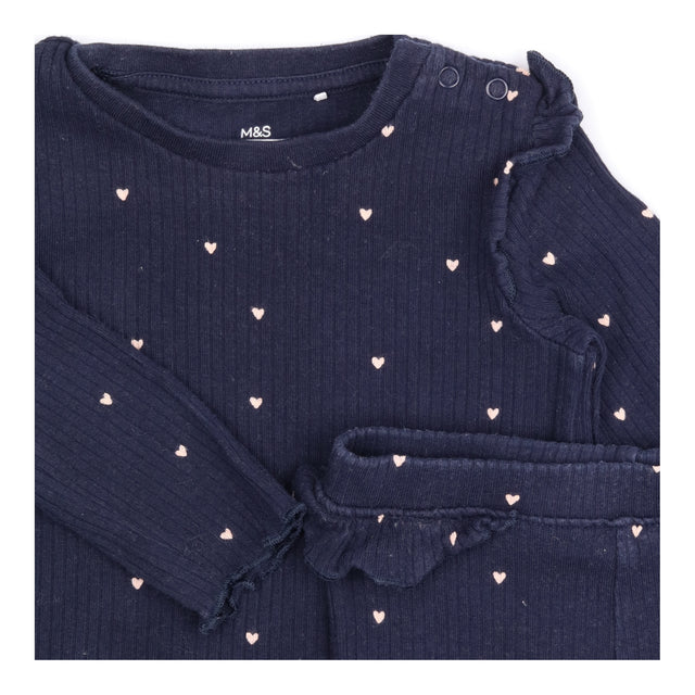 Outfit navy rib with hearts 