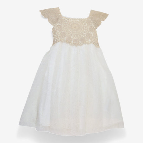Cream tuille  dress with Gold