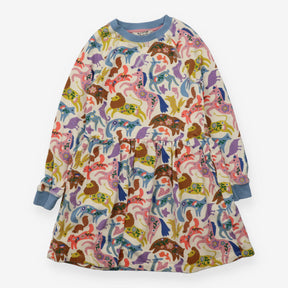 Cream Dress with Floral Animals