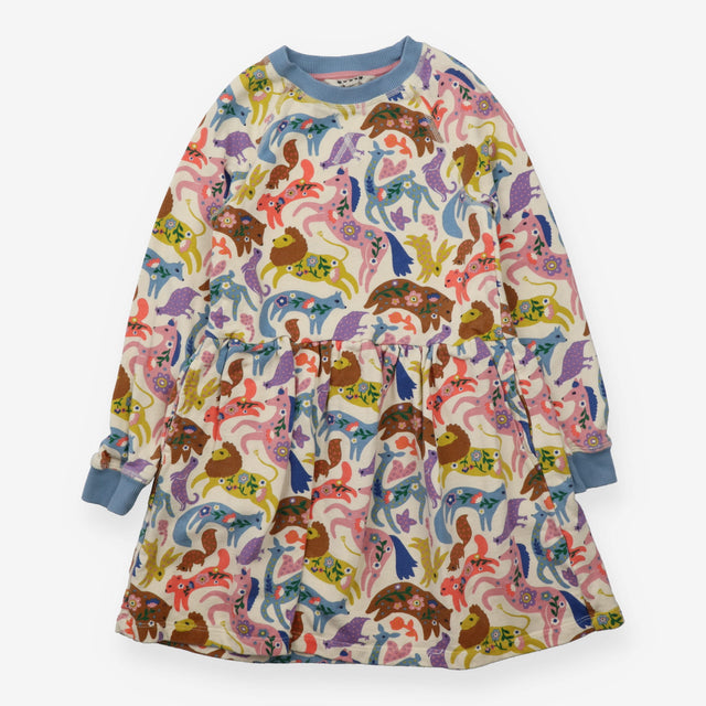 Cream Dress with Floral Animals