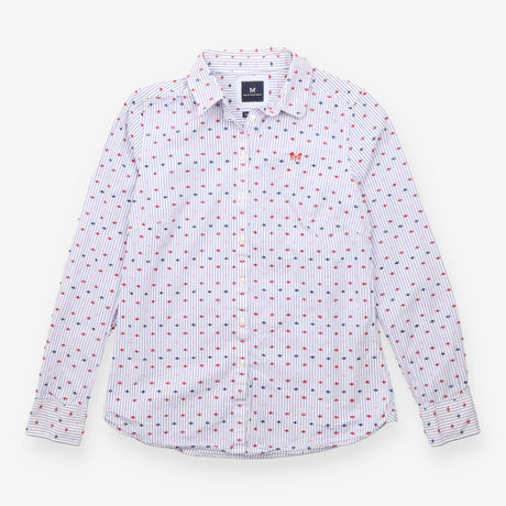 Blue Striped Cotton Classic Fit Shirt