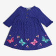Dress Long Sleeved Blue Polka Dot Butterflies