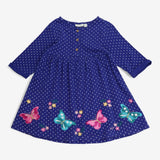 Dress Long Sleeved Blue Polka Dot Butterflies
