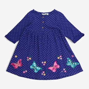 Dress Long Sleeved Blue Polka Dot Butterflies