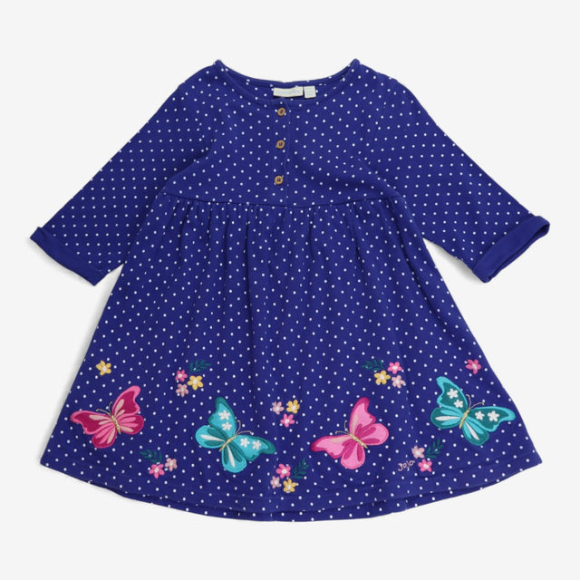 Dress Long Sleeved Blue Polka Dot Butterflies