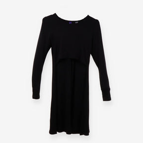Black Long Sleeve Maternity Nursing Jersey Dress