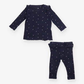 Outfit navy rib with hearts 
