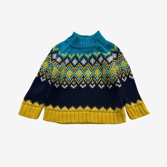 yellow & blue knit sweater