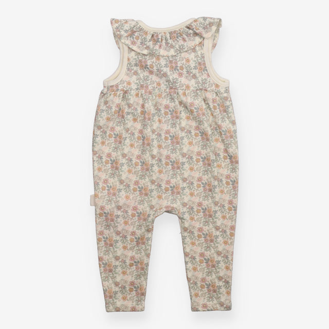 Romper floral frill neck buttons