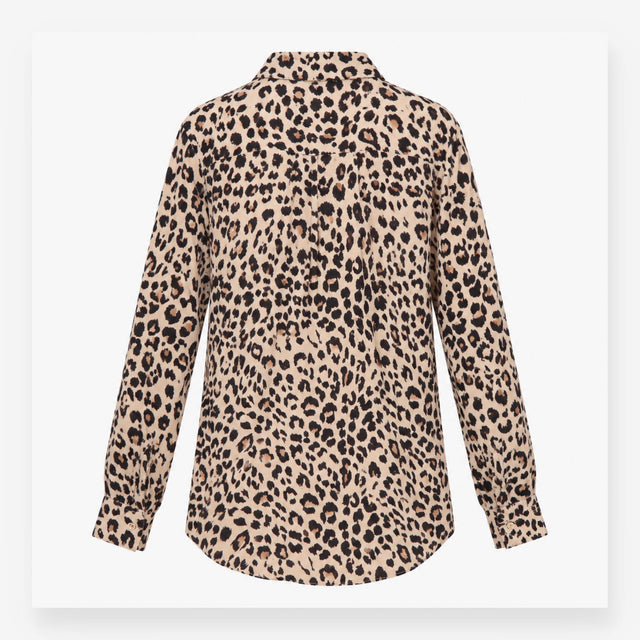 Shirt Dress Beige and Black Leopard Print