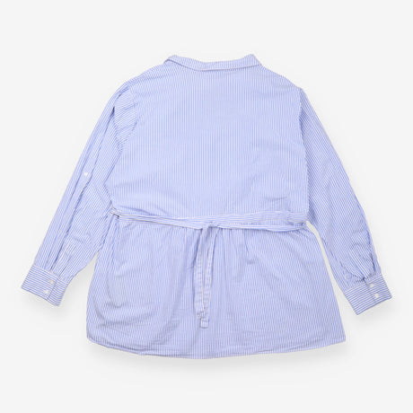 Maternity Shirt Blue White Pinstripe Tie Side Nurs