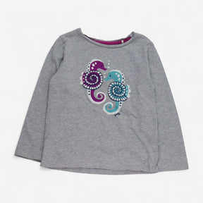Top Grey Long Sleeve with Seahorses 