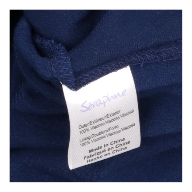 Maternity Dress Blue Velvet Trim Nursing Zip