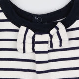 Navy Striped Sleepsuit Bow