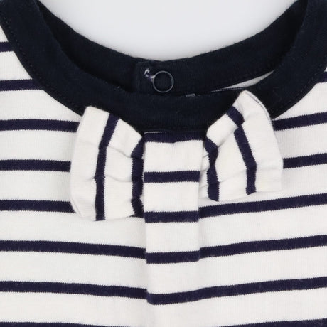 Navy Striped Sleepsuit Bow