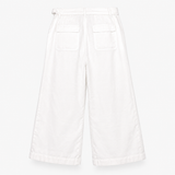 Trousers White Linen Wide Leg Belted